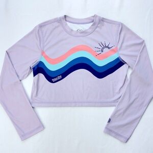 Girl's Lavender 3D Cool Long Sleeve Rash Guard Sun Protection Swim Top Medium